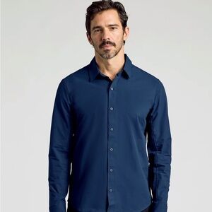 True Classic Commuter Dress Button up Men's Navy Shirt XXL 2XL